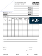 Flexural Sterngth of Concrete Beam Data Sheet