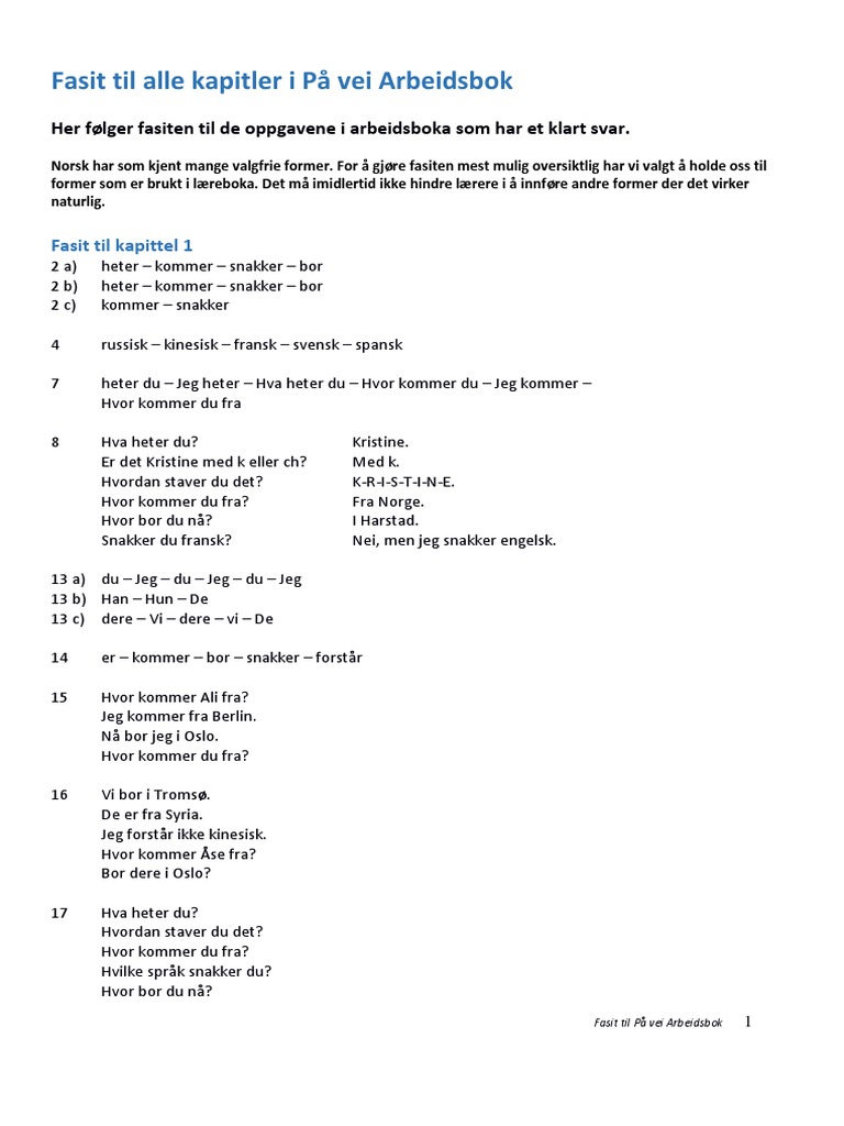 På Vei, Fasit PDF | PDF