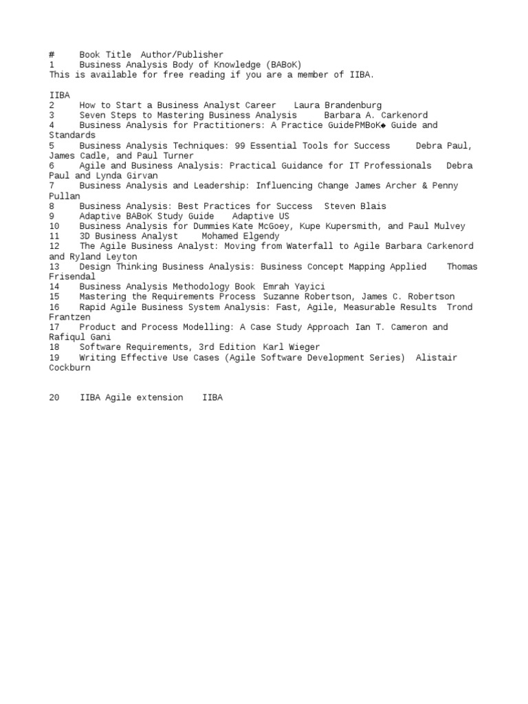 Essential Business Analysis Resources | PDF