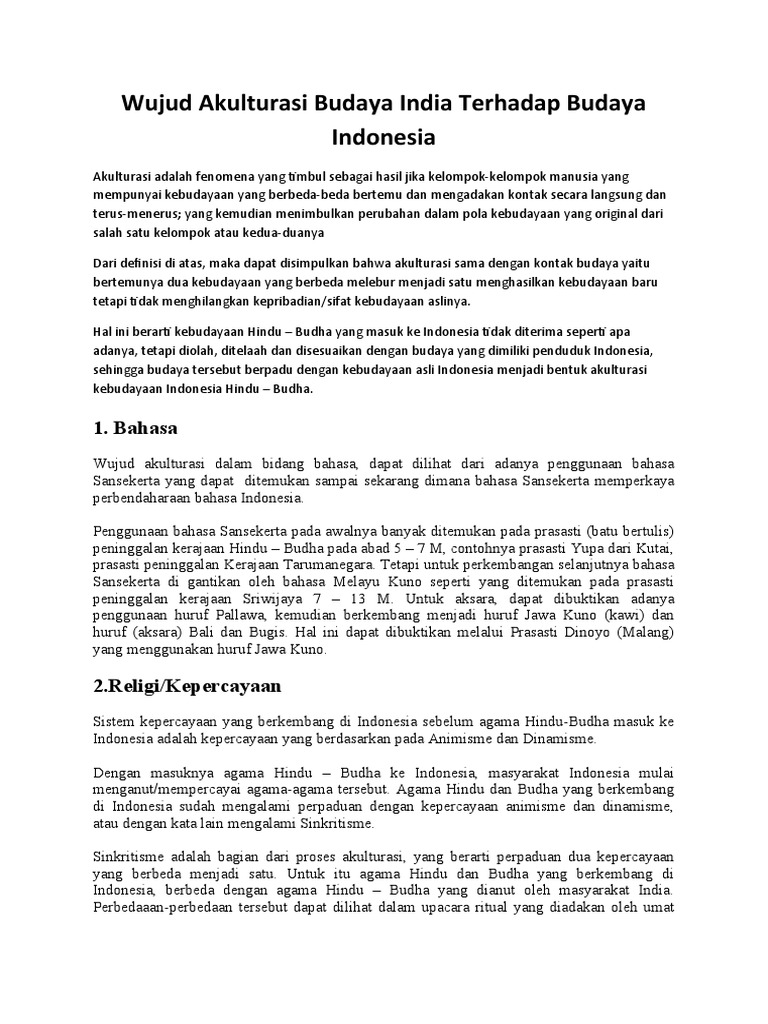 Contoh Wujud Akulturasi Di Indonesia - Simak Gambar Berikut