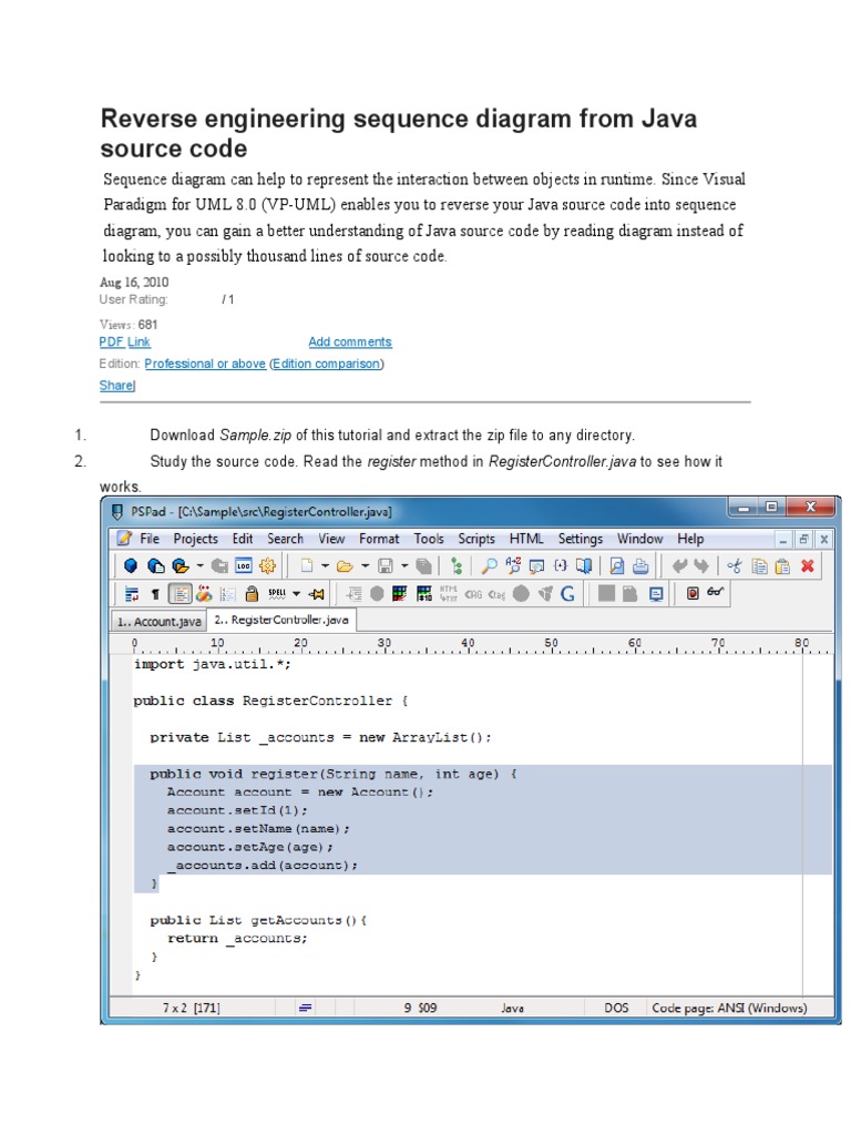 Reverse Engineering Sequence Diagram From Java Source Code | PDF