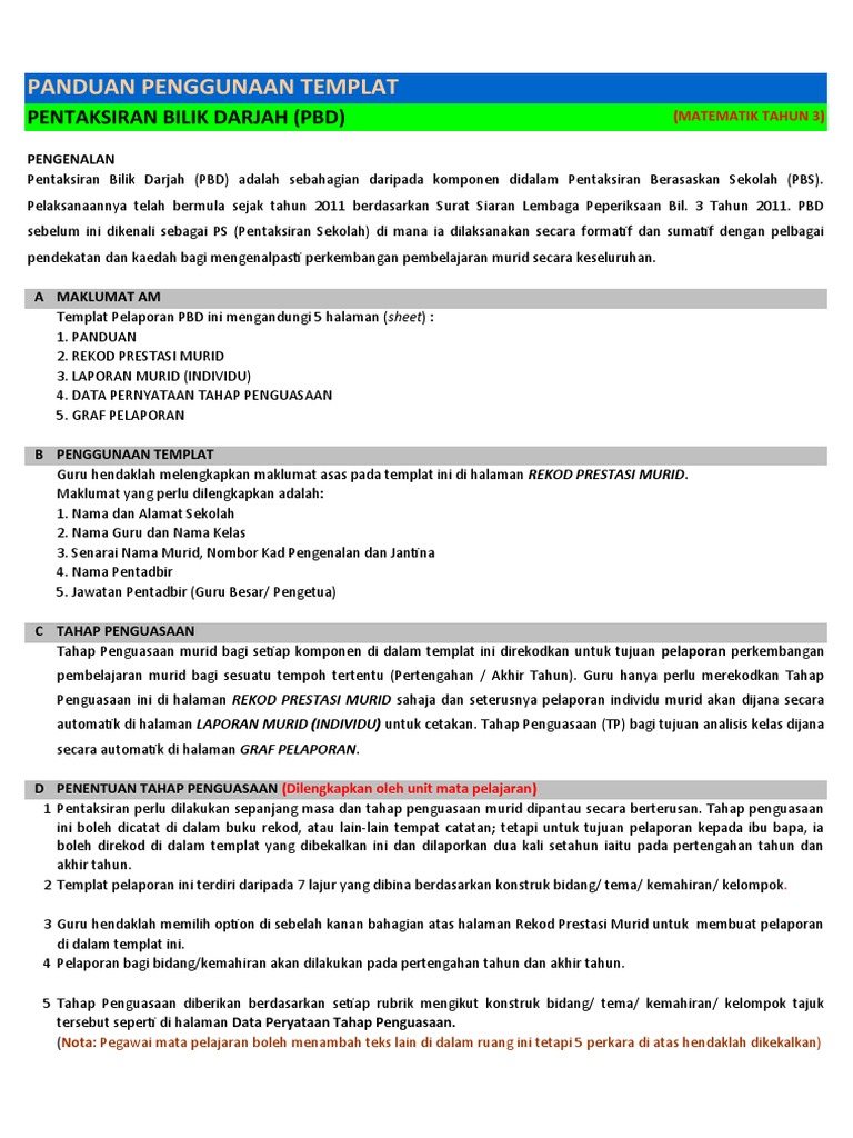 Pelaporan Pbd Matematik Tahun 4 Pdf