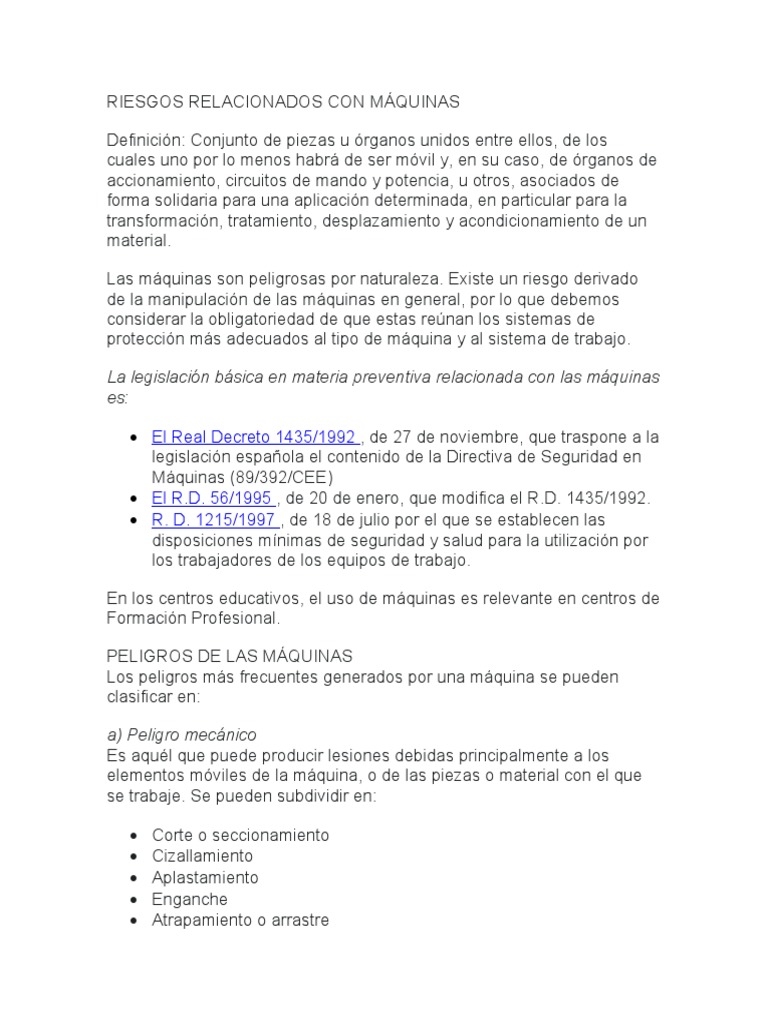 Riesgos en Maquinaria Pesada | PDF | Administración de Seguridad y ...