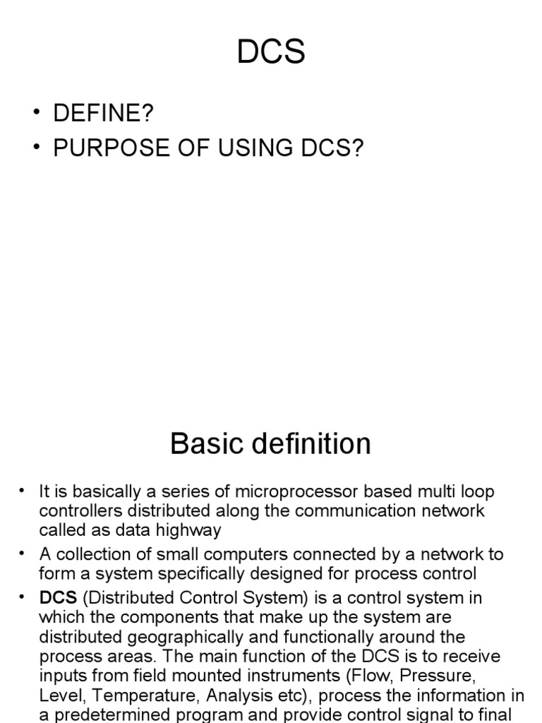 Define? - Purpose of Using DCS? | PDF | Programmable Logic Controller ...