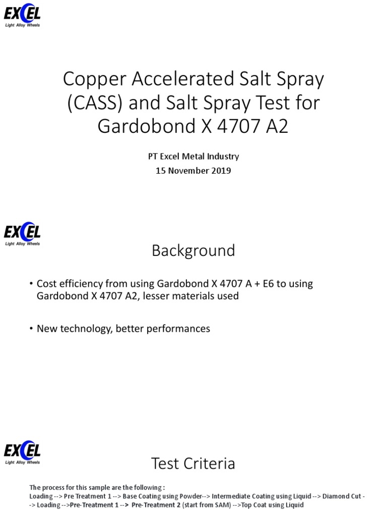 CASS and Salt Spray Test Results for Gardobond | PDF | Sodium Chloride ...