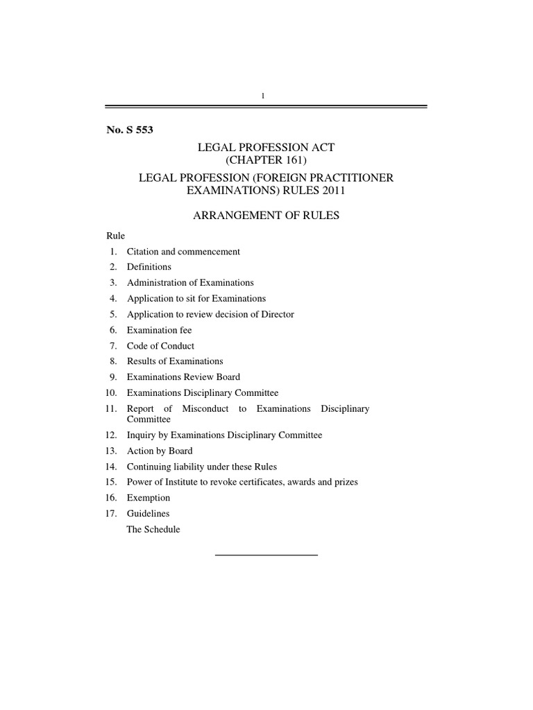 Legal Profession Act (CHAPTER 161) Legal Profession (Foreign