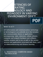 Competencies of Integrating Technology and Pedagogy in Varying Environment Ofict