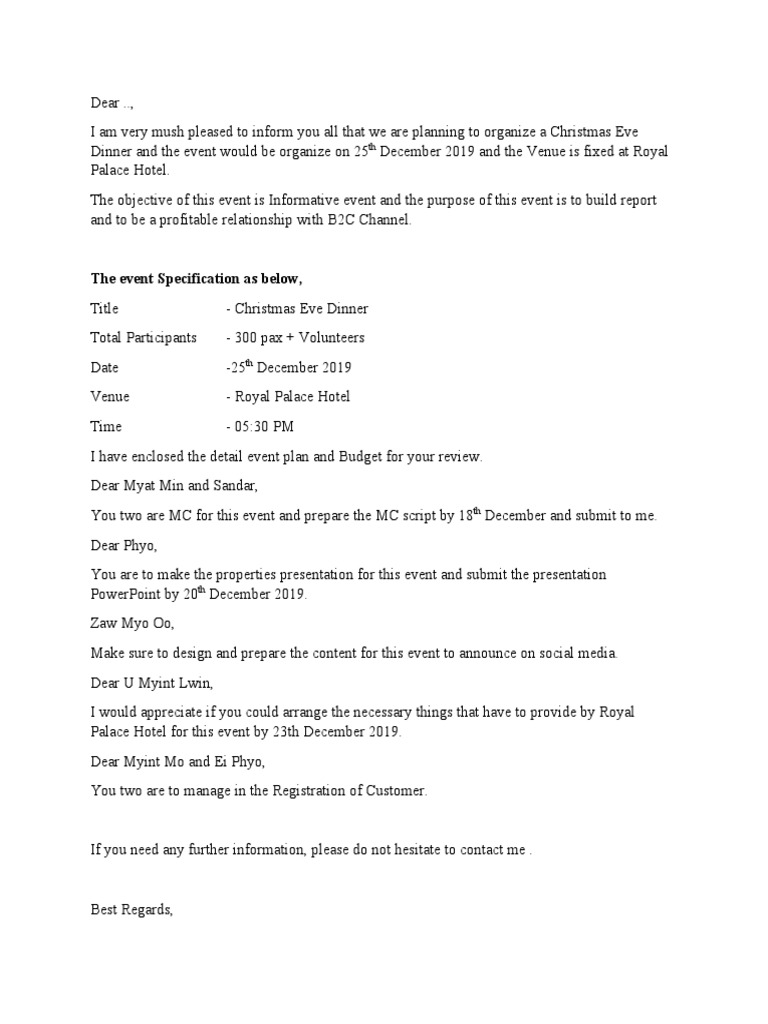 The Event Specification As Below | PDF