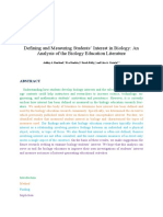 Defining and Measuring Students' Interest in Biology: An Analysis of The Biology Education Literature