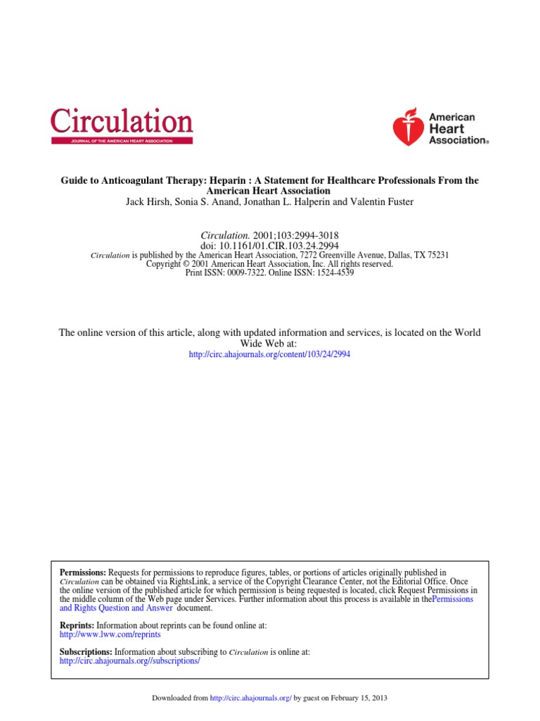 Anticoagulant Therapy | PDF | Thrombus | Thrombosis