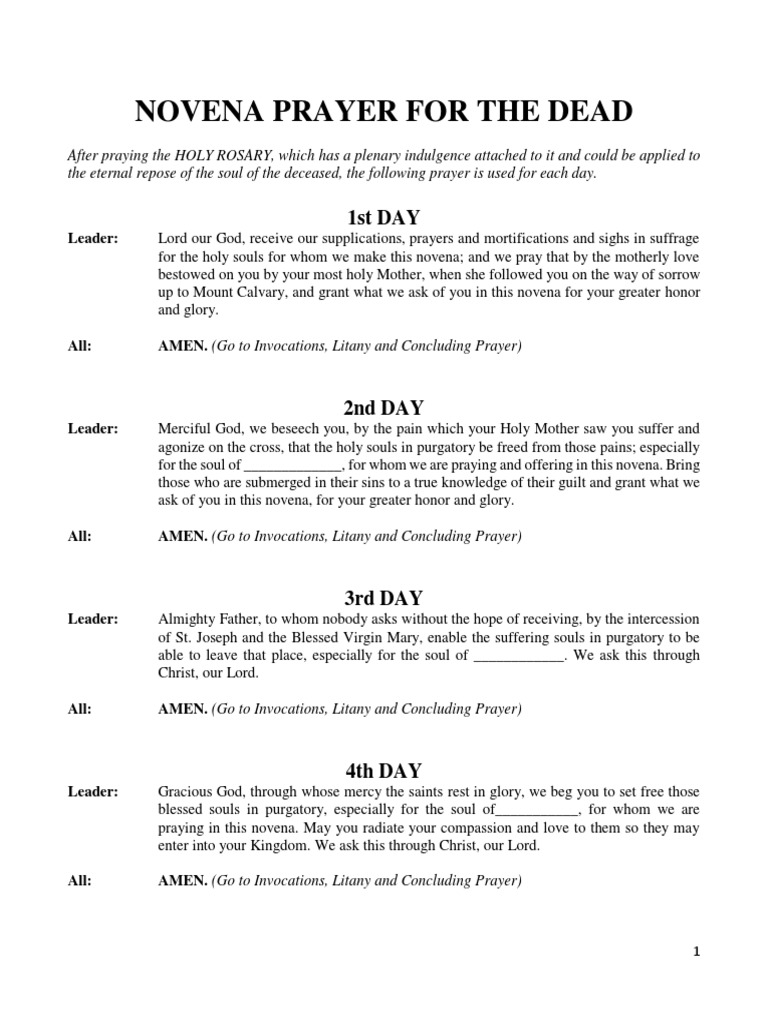 Novena Prayer For The Dead PDF | PDF | Purgatory | Ancient ...