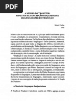 A missão do tradutor - aspectos da conceção benjaminiana de linguagem e de tradução