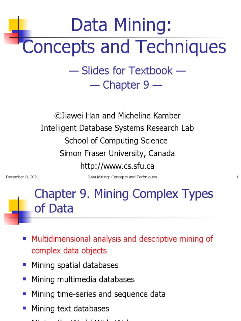 Data Mining: Concepts and Techniques: - Slides For Textbook - Chapter 9 ...