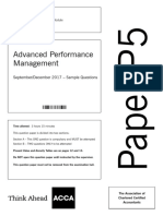 Advanced Performance Management: September/December 2017 - Sample Questions