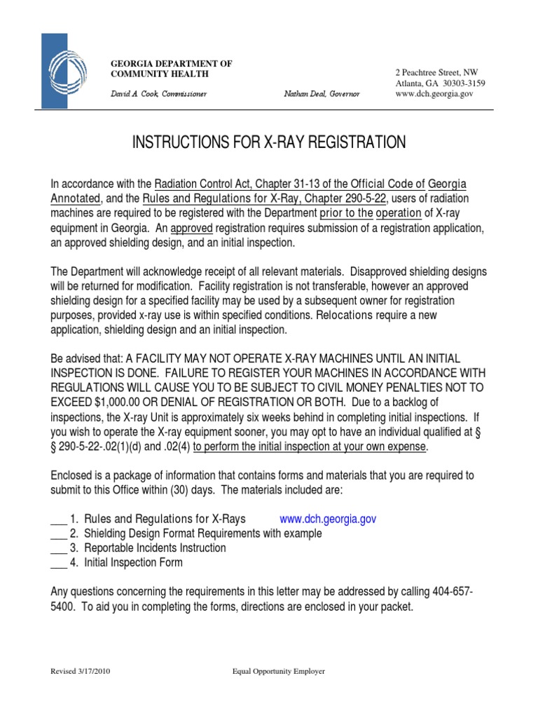 Instructions For XRay Registration Department of Community