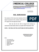 Fee Reminder For Annual Fee For The Academic Session 2019 - 20 Dated 31-07-2019