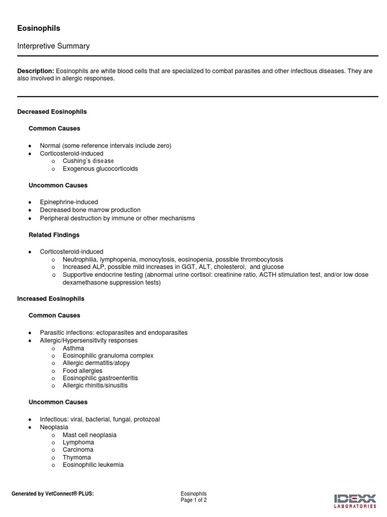 Interpretive Summary: Eosinophils | PDF | Allergy | Infection