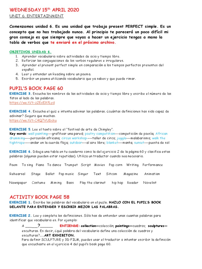 UNIT 6 Lesson 1 PDF | PDF | Entretenimiento (general)