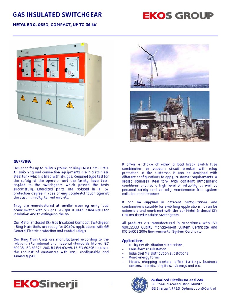 Compact SF6 Gas Insulated Switchgear | PDF | Electrical Substation ...