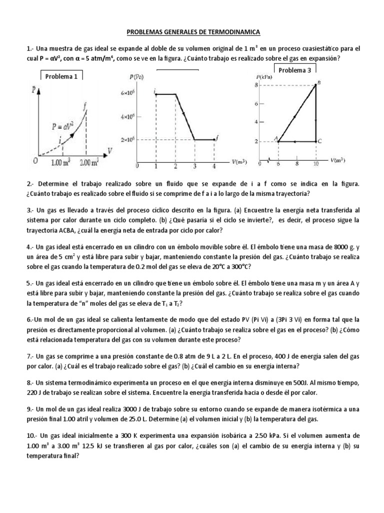 Problemas de Termodinámica de Gases Ideales | PDF | Gases | Calor