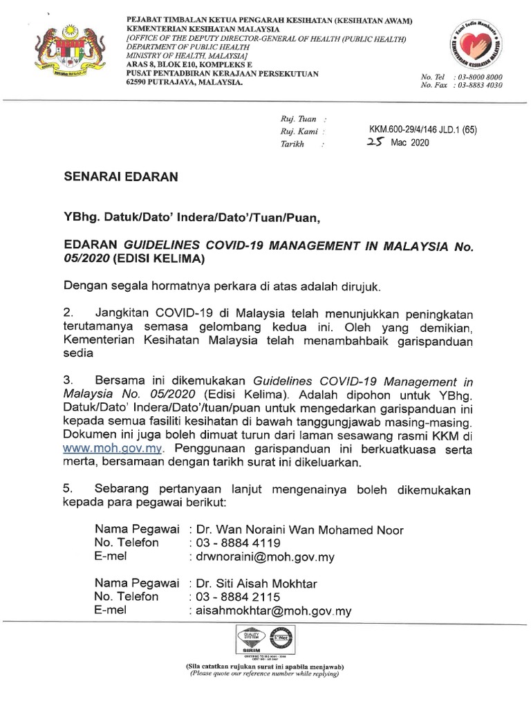 Surat Kementerian Kesihatan Bil 27 Dalam Kkm 61 2284