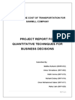 Project Report For Quantitative Techniques For Business Decisions