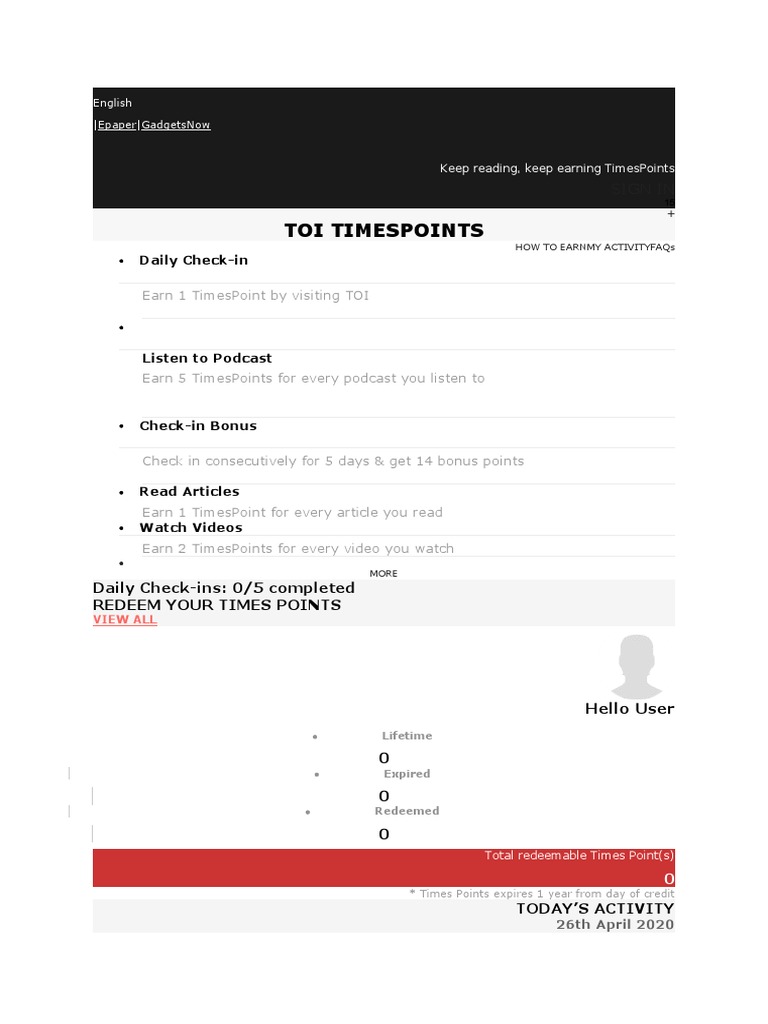 Toi Timespoints: Daily Check-In | PDF | Business | Computing And ...