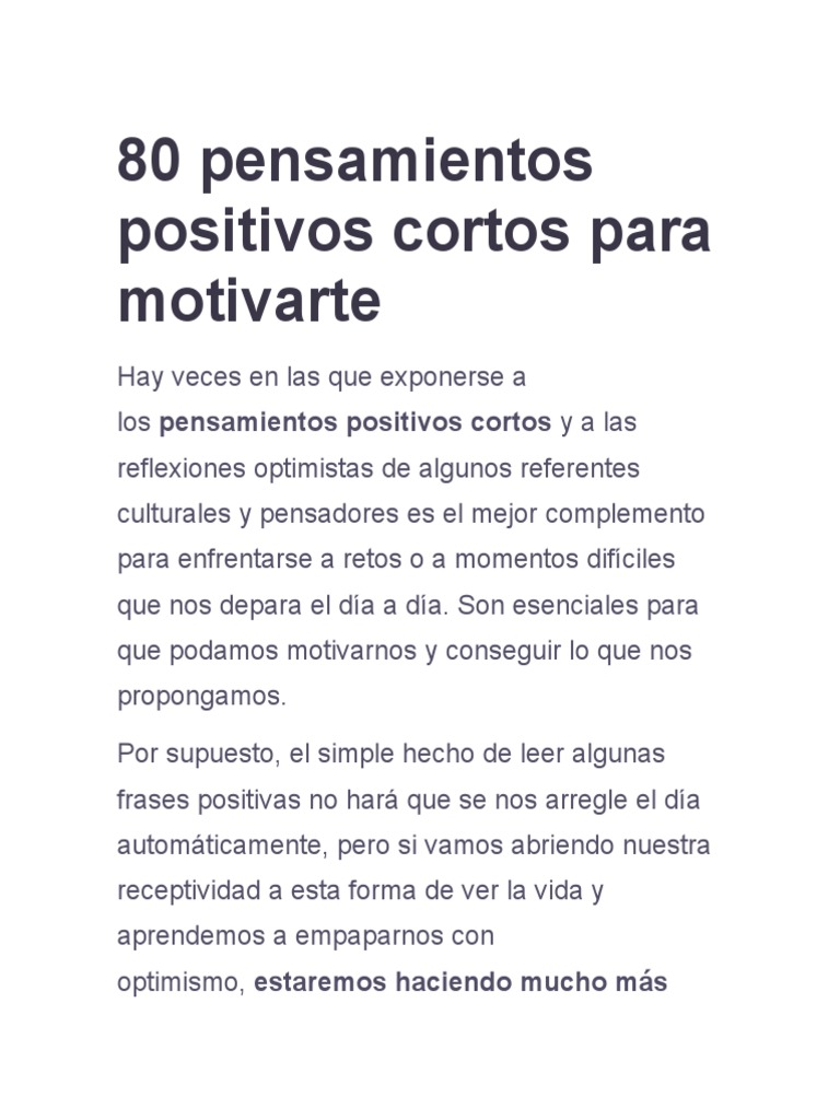 80 Pensamientos Positivos Cortos para Motivarte | PDF | Amor, image size:768x1024