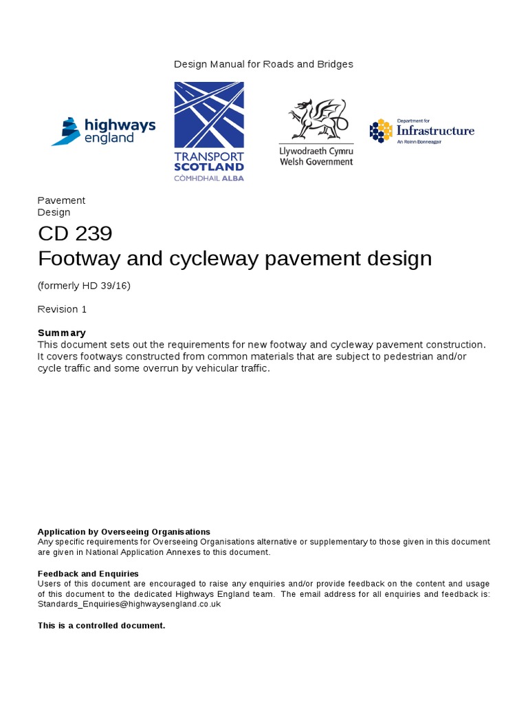 CD 239 Revision 1 Footway and Cycleway Pavement Design-Web | PDF | Road ...