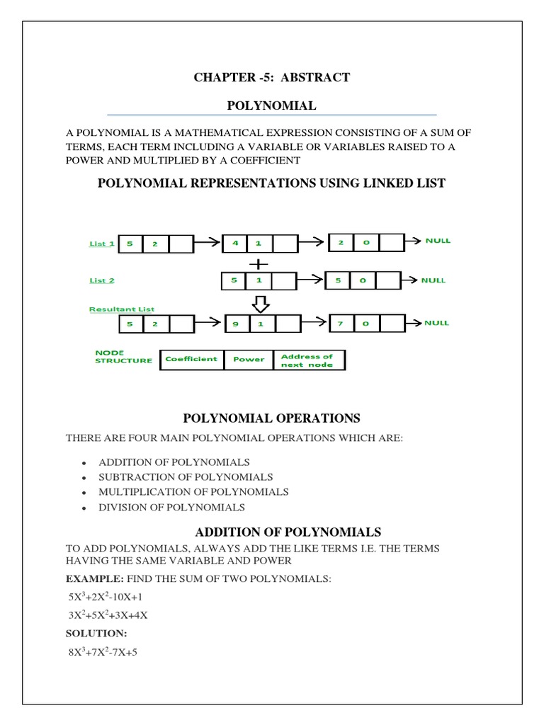 Chapter - 5: Abstract Polynomial | PDF