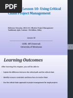 Week 11 Lesson 10-Using Critical Chain Project Management: CODL - BIT (External) University of Moratuwa