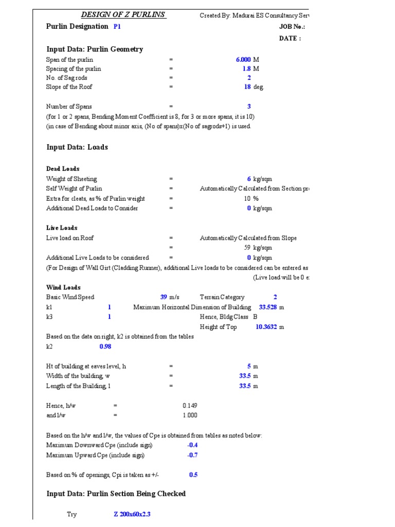 Design of Purlin | PDF | Bending | Strength Of Materials