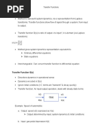 Transfer Functions: G(S) X (S) F (S)