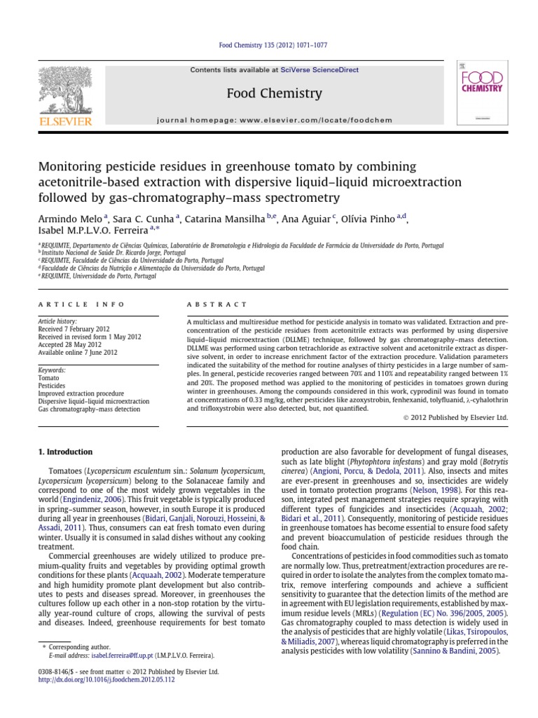 Monitoring Pesticide Residues in Greenho PDF Gas Chromatography