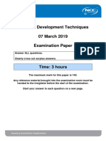 Software Development Techniques 07 March 2019 Examination Paper