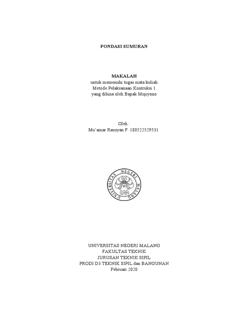 Pengertian dan Metode Pondasi Sumuran | PDF