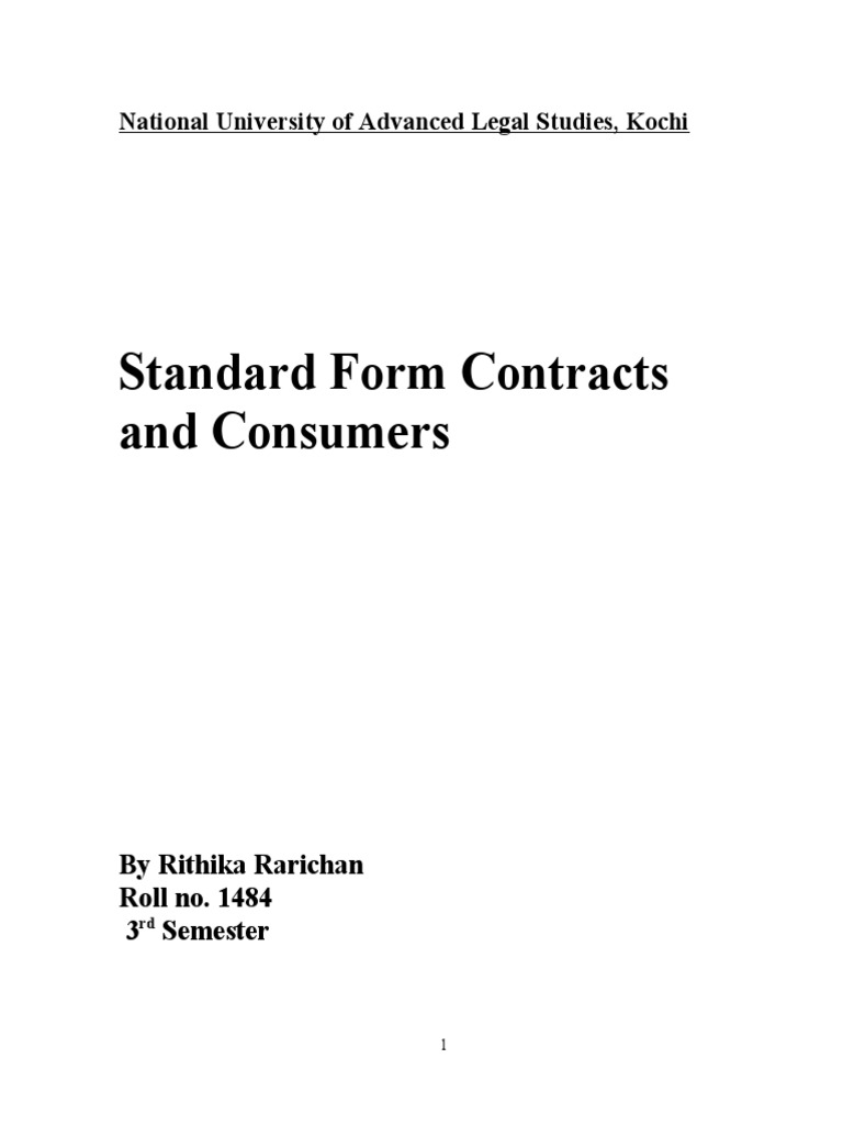 standard form contracts and consumer protection
