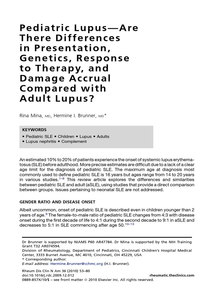 Pediatric vs. Adult Lupus: Key Differences | PDF | Systemic Lupus ...