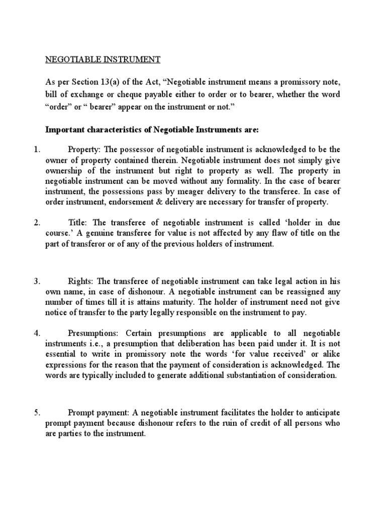 Understanding Negotiable Instruments | PDF | Negotiable Instrument | Cheque