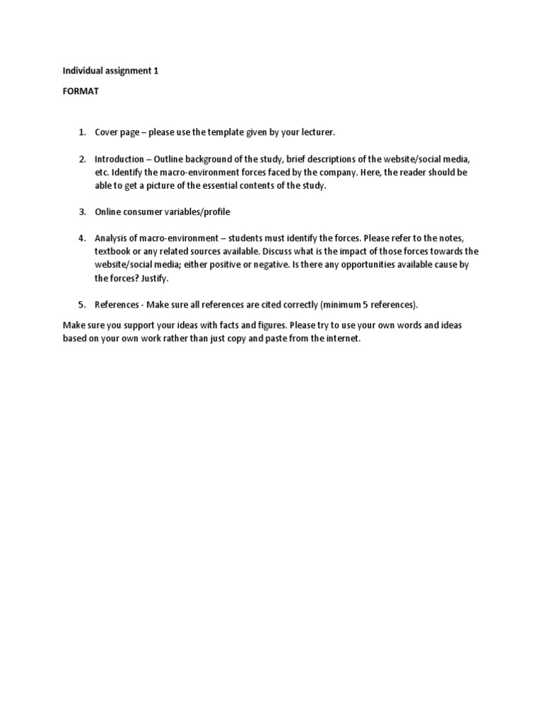 Individual Assignment 1 Format | PDF