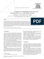 Experimental Investigation For Metal-®lling System of Pressure Diecasting Process On A Cold Chamber Machine