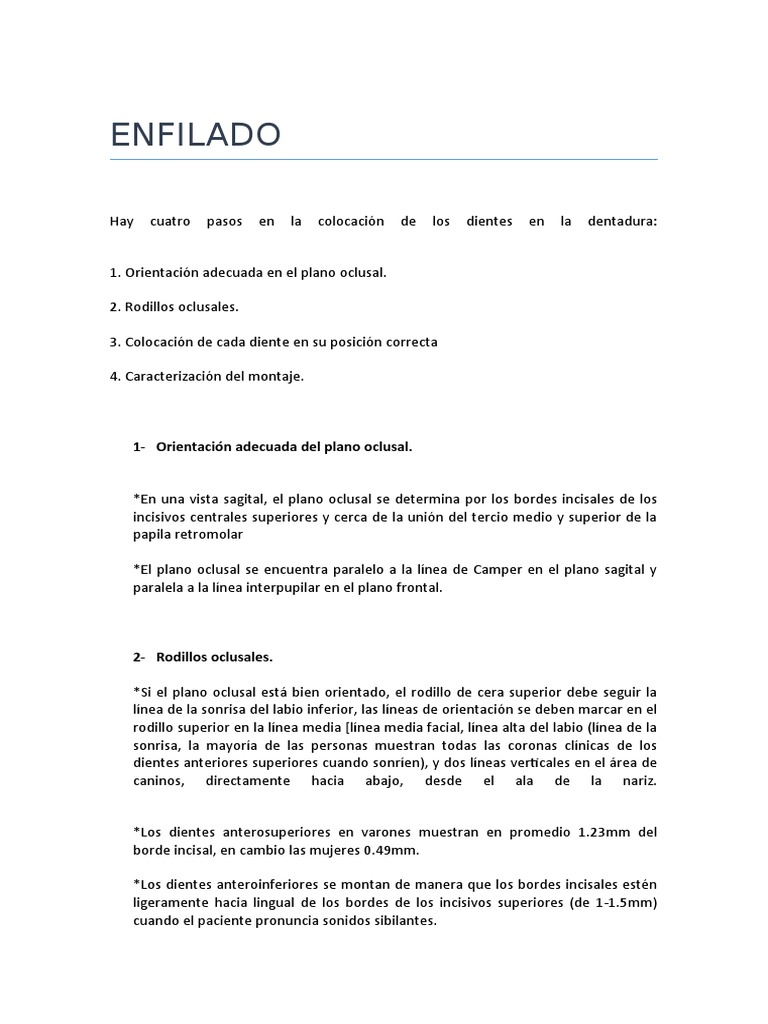 Técnicas de Enfilado Dental Paso a Paso | PDF | Boca | Ramas de Odontología