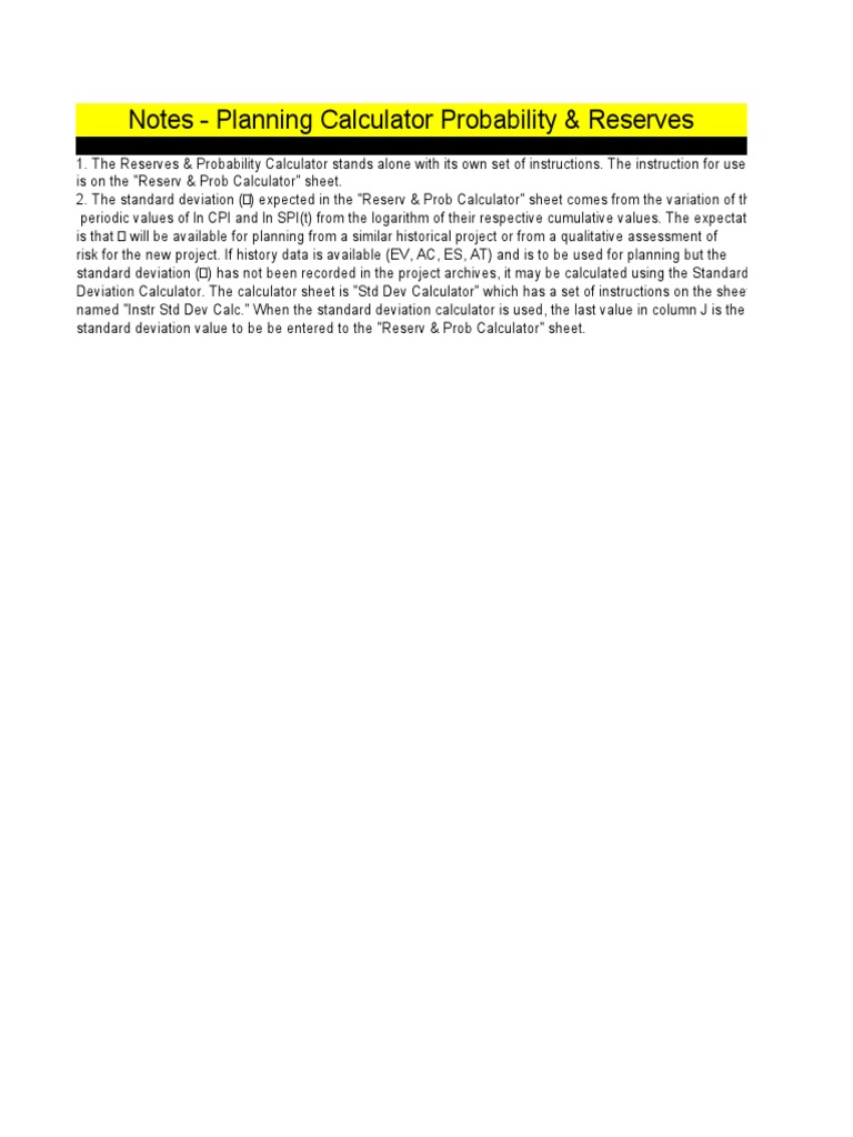 Reserves and Probability Calculator Guide | PDF | Statistical Analysis ...
