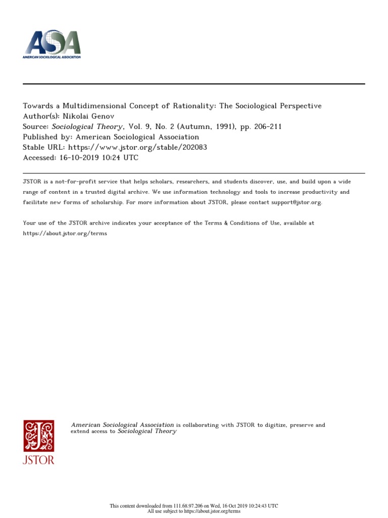 American Sociological Association Sociological Theory PDF