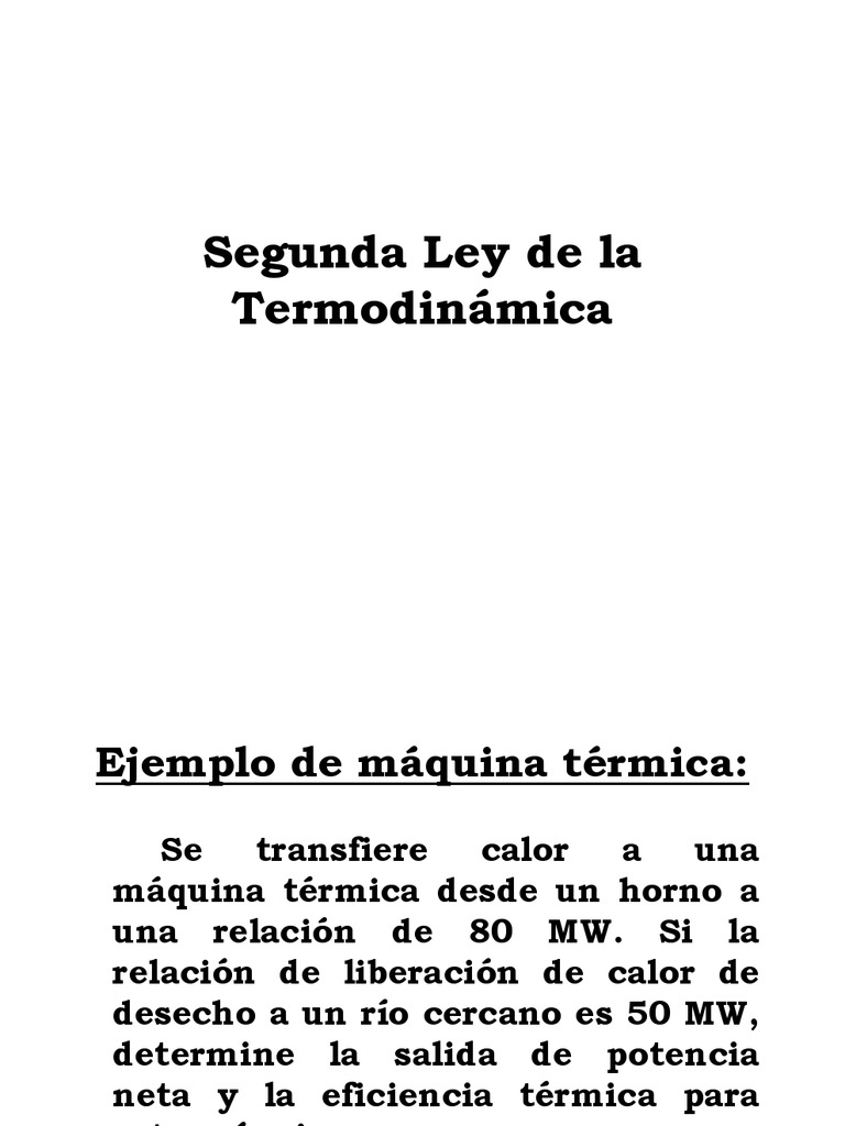 Ejemplos Segunda Ley de La Termodinamica | PDF | Bomba de calor | Vatio