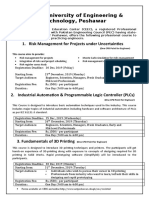 University of Engineering & Technology, Peshawar: 1. Risk Management For Projects Under Uncertainties