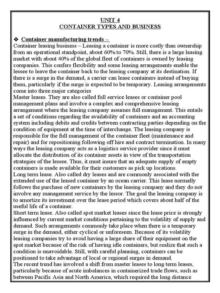 Container lease agreements: 4 types – PZGI