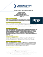 Plan de estudios Especialidad en Gerencia Ambiental