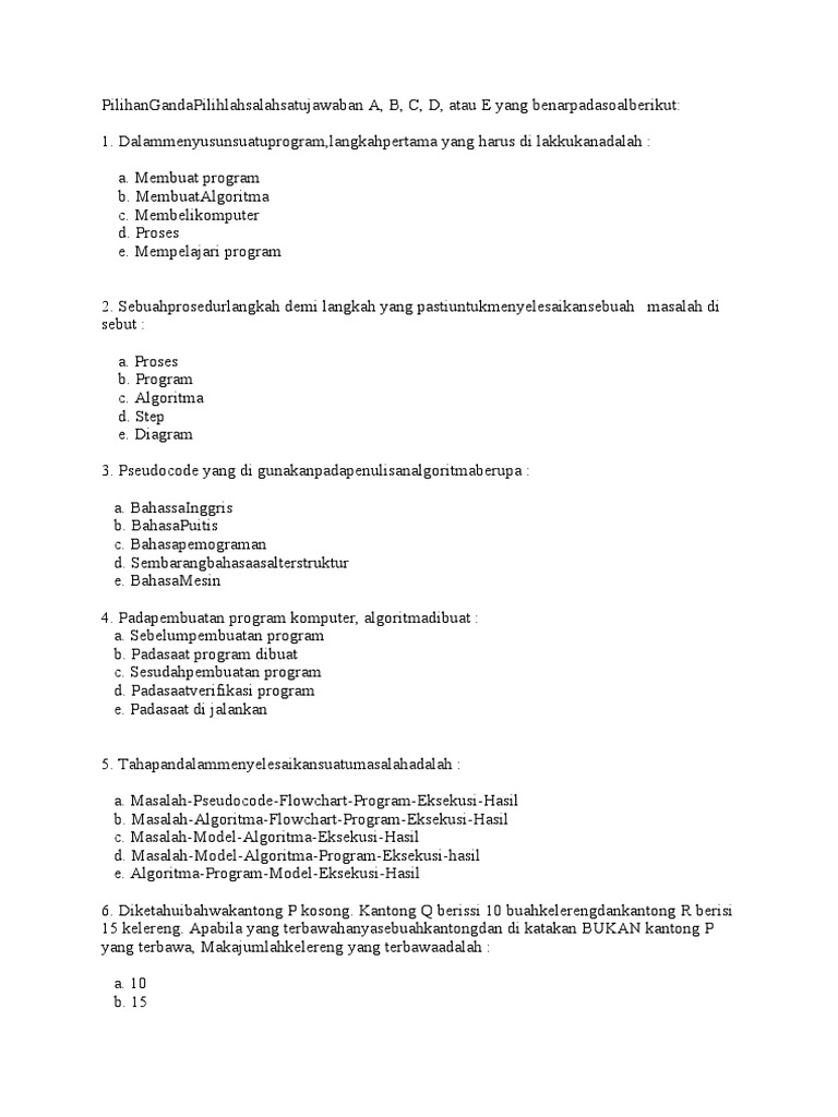 Soal Pilihan Ganda Pemrograman Pascal | PDF