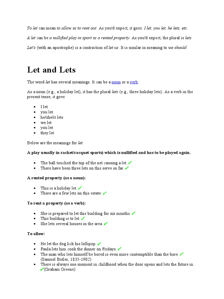 Let, Lets, Let's | PDF